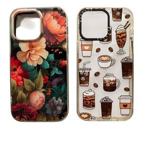 • Vibrant Floral and Coffee Pattern Phone Cases •